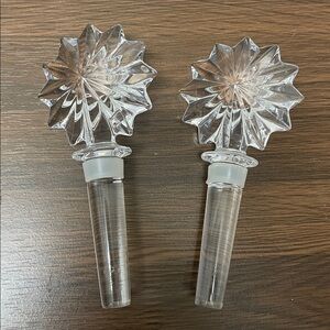 2 Waterford Crystal Wine Bottle Stopper Snowflake 5”
